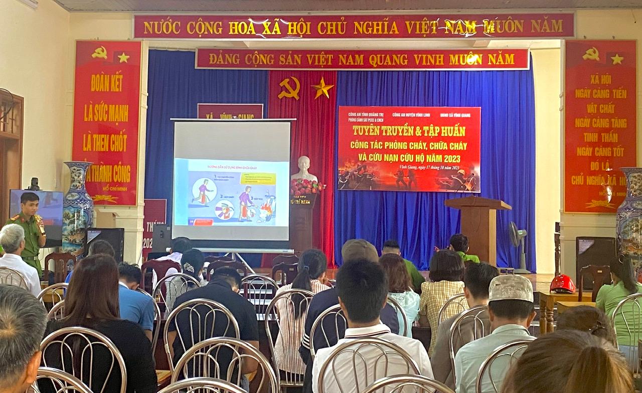 Xã Vĩnh Giang tổ chức tuyên truyền và tập huấn Công tác phòng cháy, chữa cháy và cứu nạn cứu hộ năm 2023